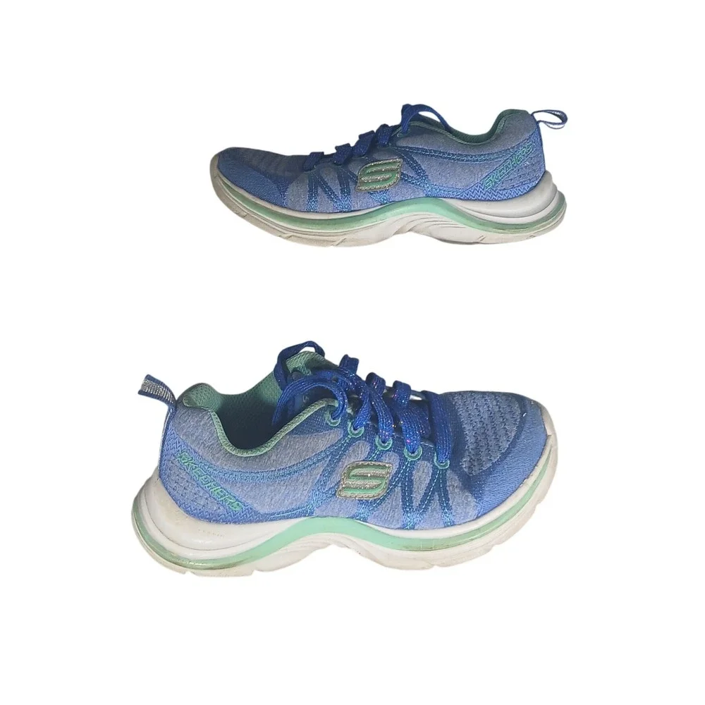 Skechers Girls Blue Green Light Up Athletic Shoes Sneakers Size 11‎